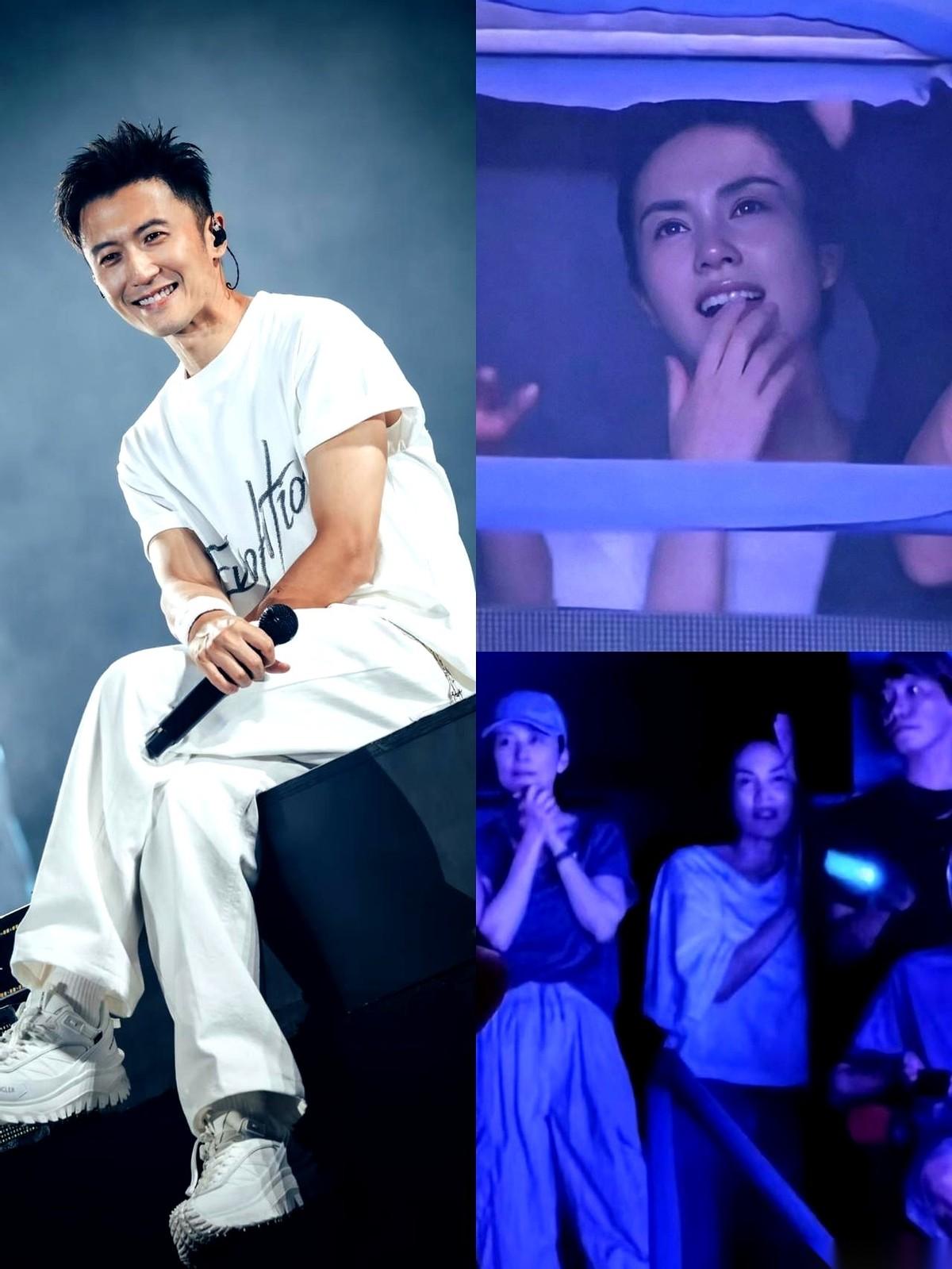 谢霆锋在鸟巢开演唱会，唱《玉蝴蝶》的时候，眼睛死死盯着一个方向。台下黑压压一片