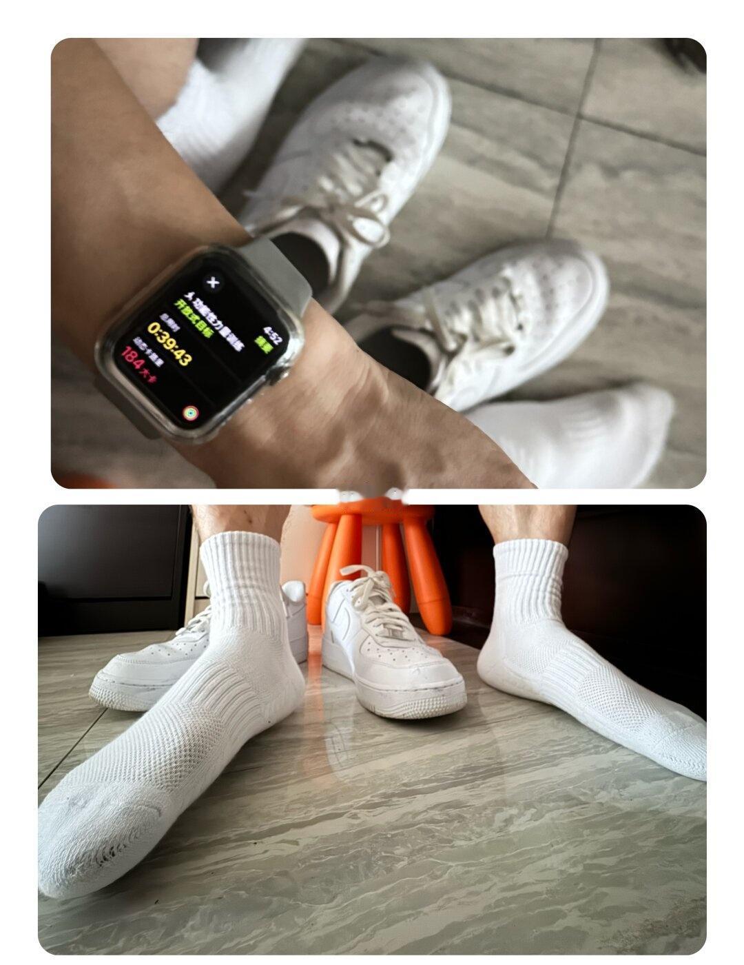 白袜裹挟着温热汗味，算不上好闻汗湿白袜运动后白袜跑步汗渍记录运动真实瞬间