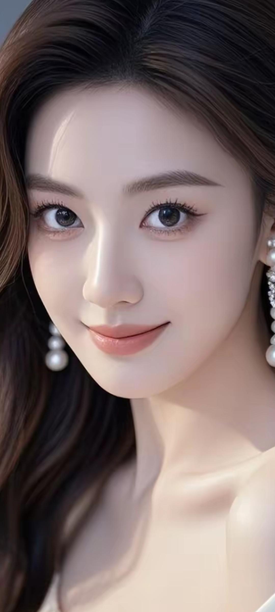 温柔甜美的微笑，珍珠耳环点缀，散发优雅魅力！💖✨
