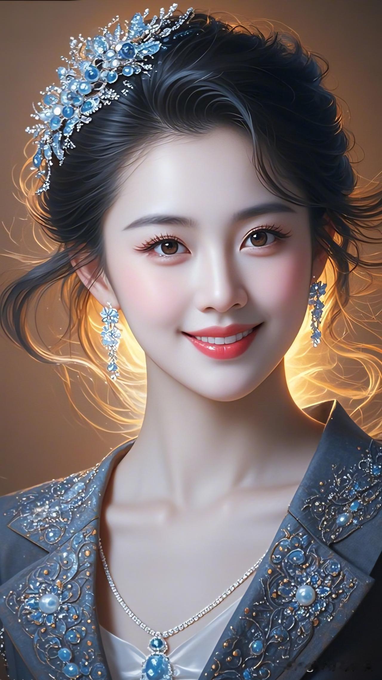 梦幻蓝宝石公主，闪耀的珠宝与优雅的笑容相得益彰。阳光开朗的女孩你会喜欢吗?