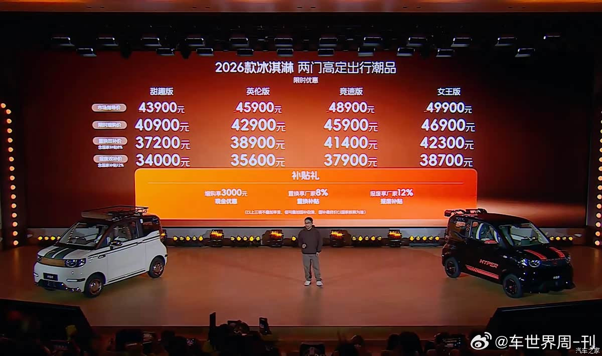近日，我们从奇瑞新能源官方获悉，旗下2026款奇瑞QQ冰淇淋正式上市，新车共提供