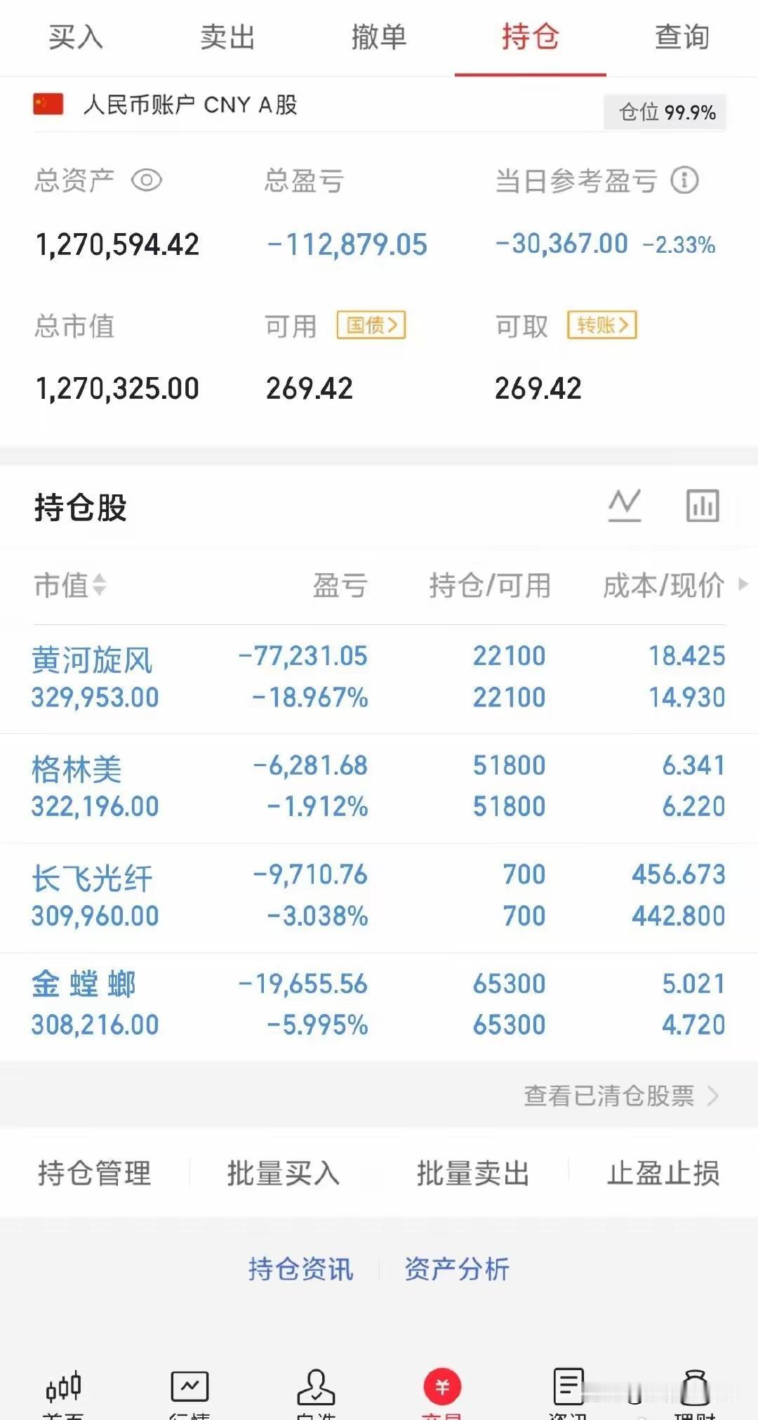 “今天持仓没动，这行情就适合拿着不动，避免左右挨打！😂😂”今天刷到一位叫