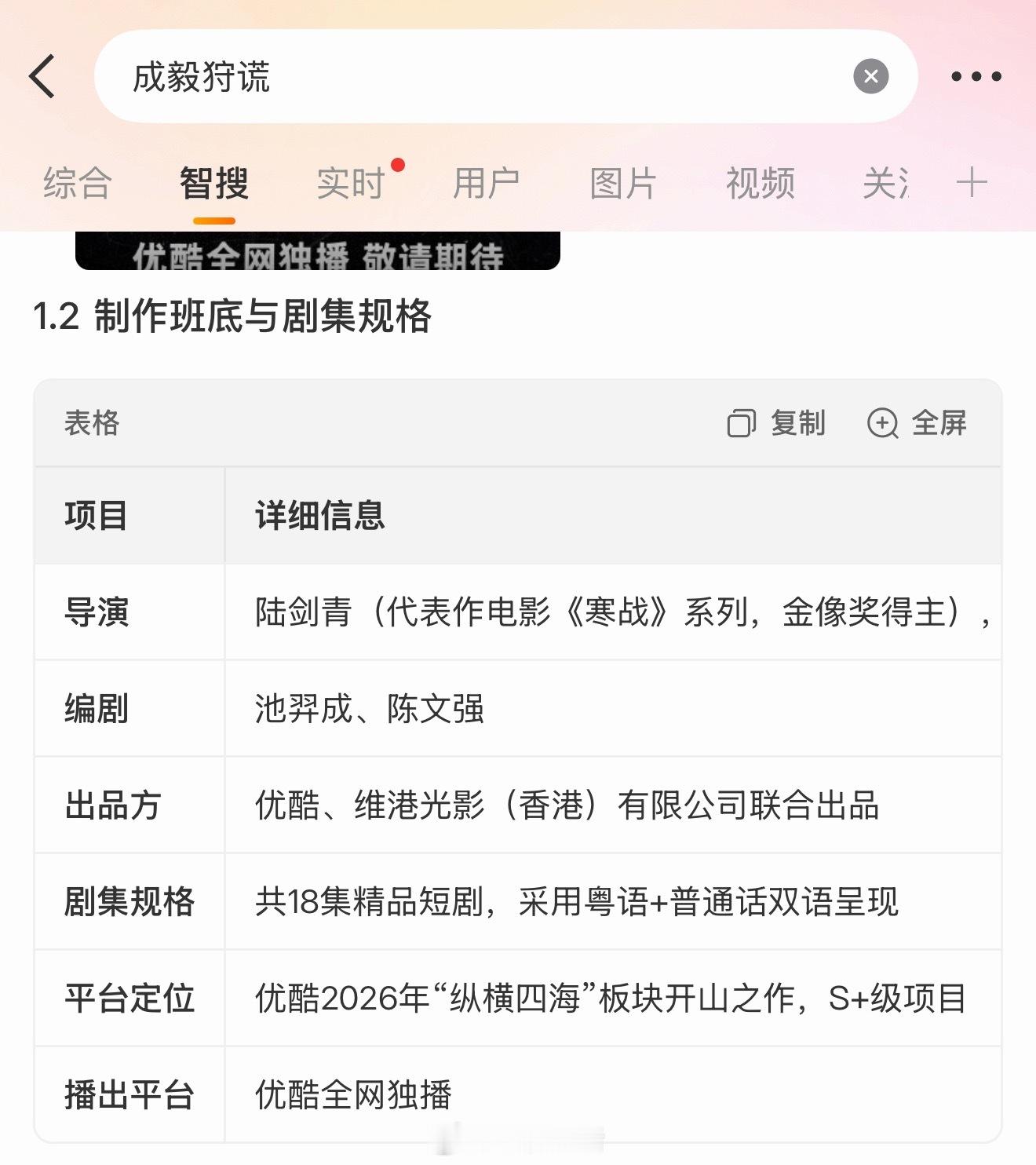 这说的是成毅狩谎？合作港圈，去年播戏效果不佳，感觉只有这个符合。