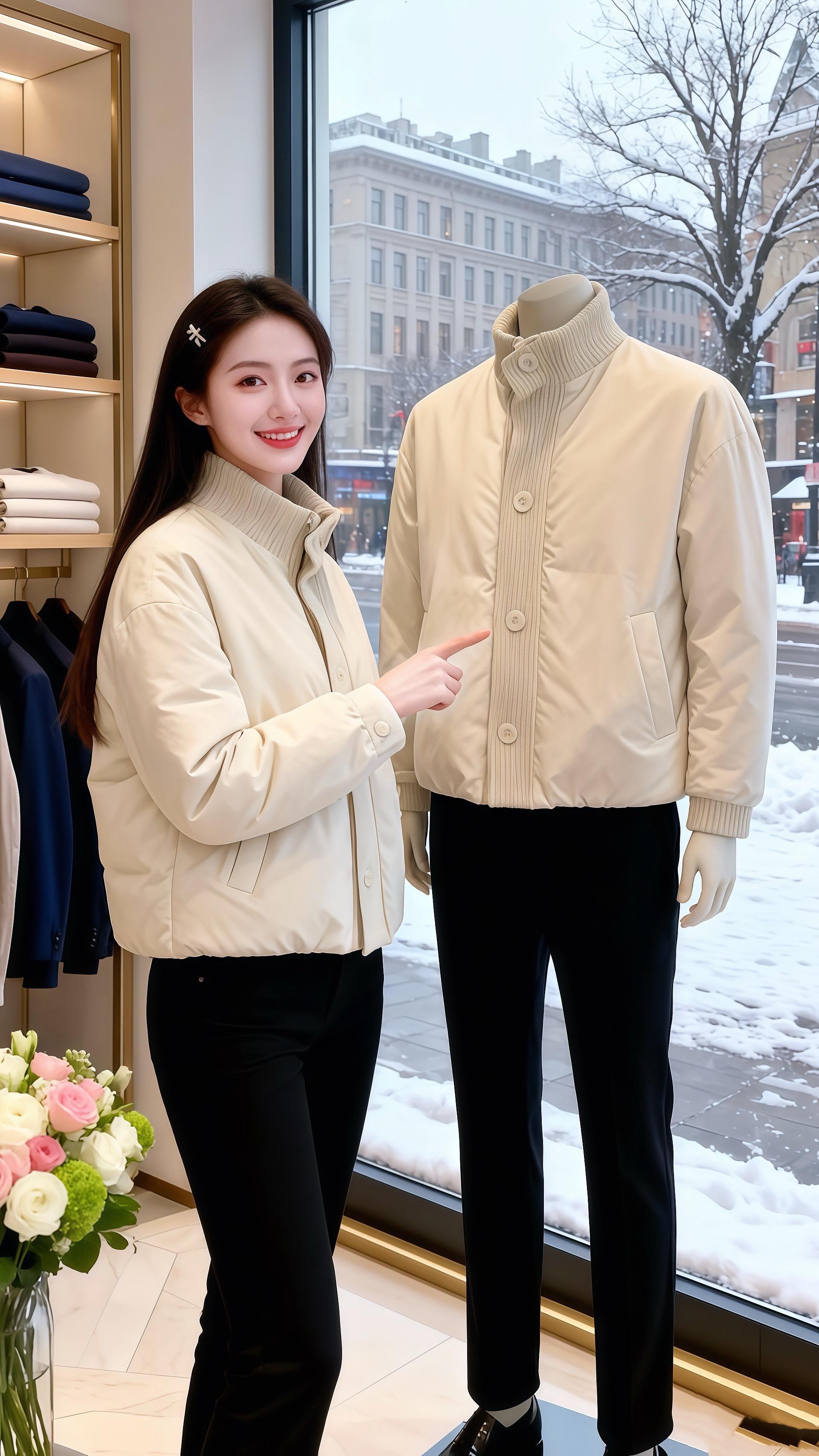 米白短衫雪霞  北城的雪融着落日的粉霞，皓明推开咖啡店的门，一眼就看见...