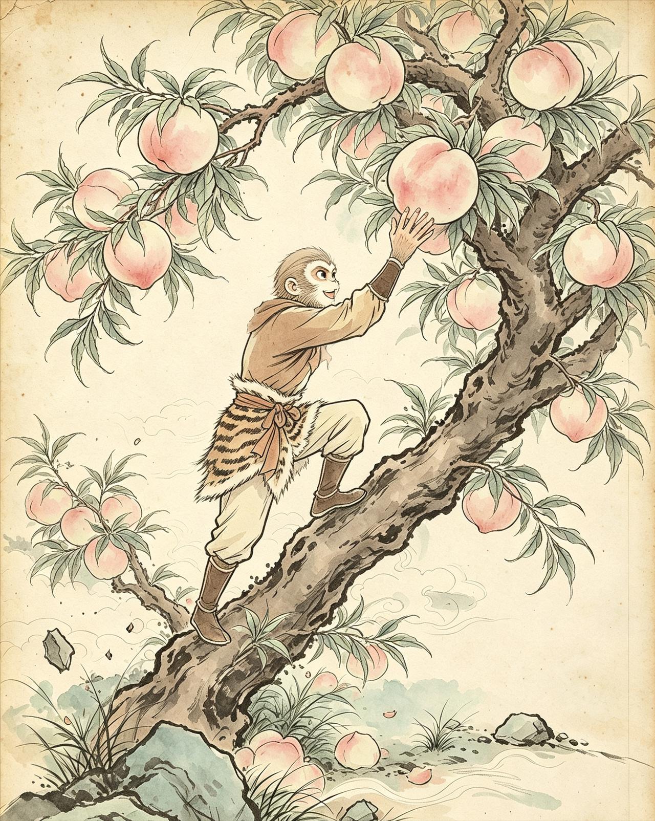 悟空掌管蟠桃园的时候，土地跟他讲了半天桃树年份，他一个字都没听进去。土地又说了