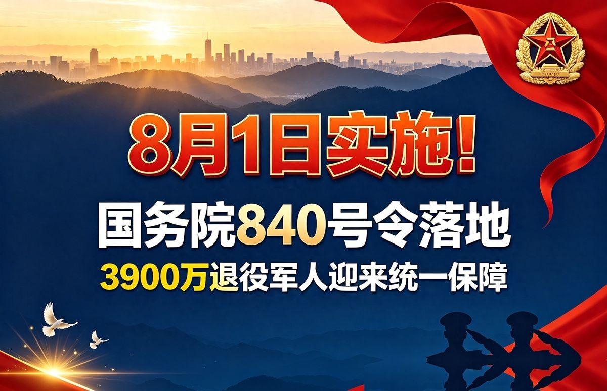 退役军人就业创业新规8月1日正式落地，多项福利实现全国统一标准国务院发布的