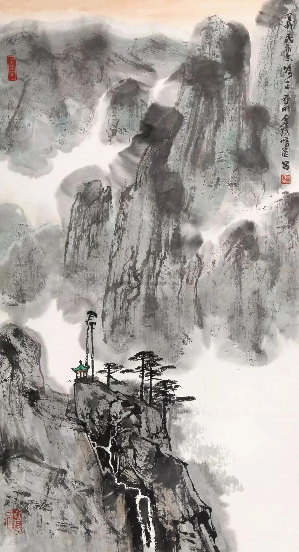 作品功力沉雄博大，足与古贤抗衡，形成了寓秀雅于阳刚的清劲画风。