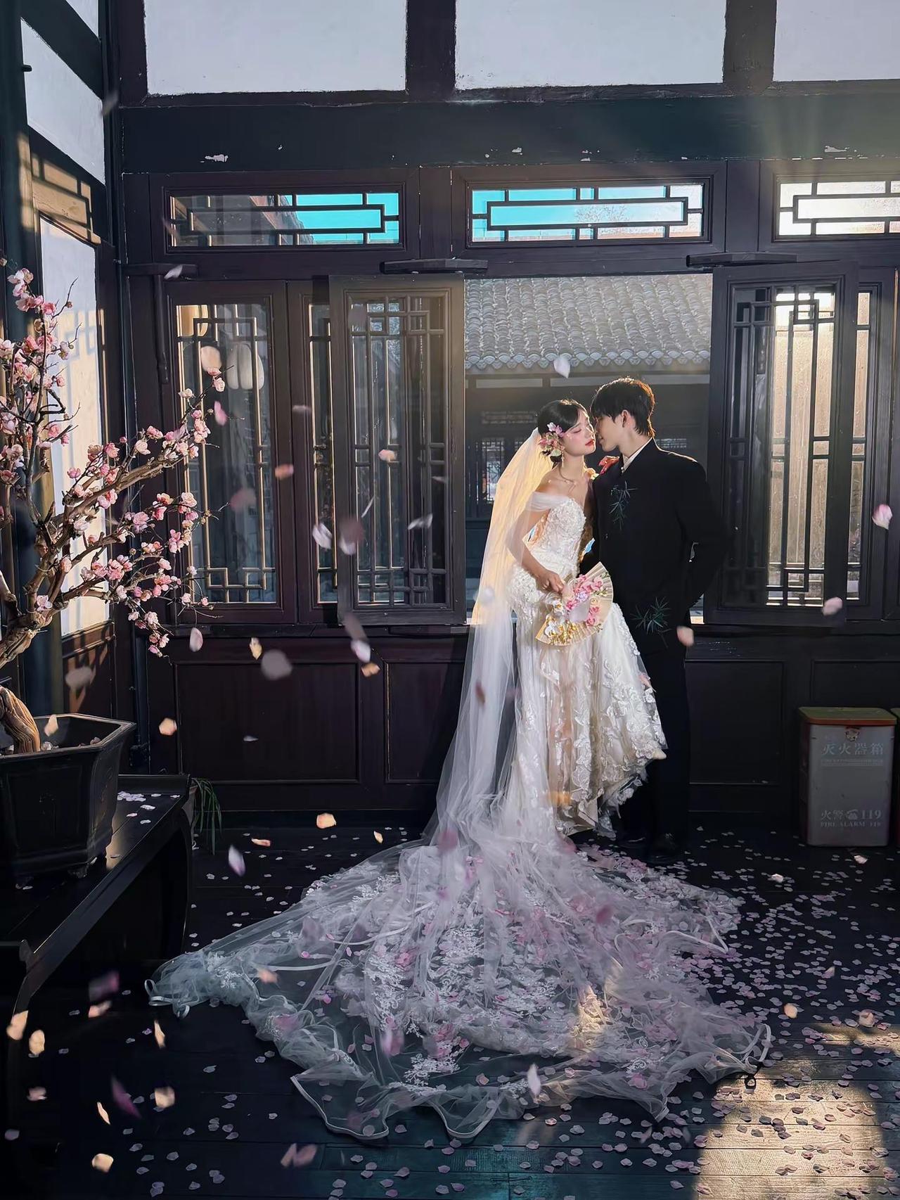 我永无悔刻永世爱你的碑。我的婚纱照新中式蘭亭序嫁给爱情