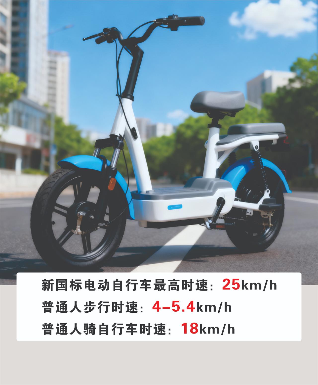 新国标电动自行车最高设计车速为25km/h，超过时电动机停止动力输出，但不会断电