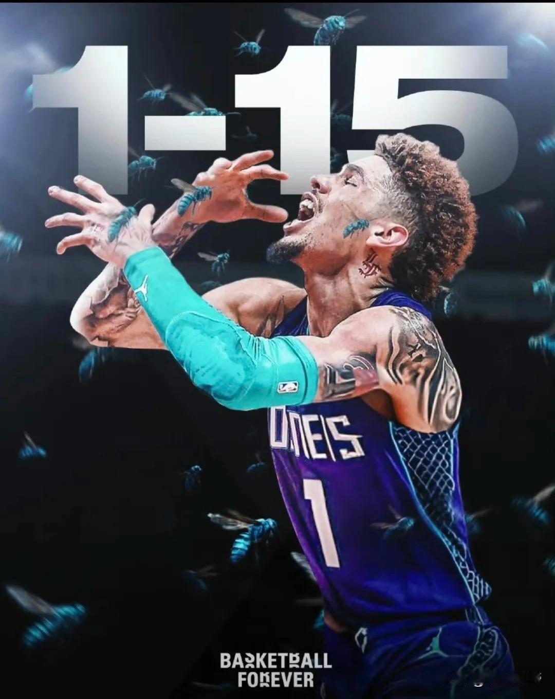 闹起来了，拉梅洛·鲍尔15投1中仅得2分向黄蜂宣战!在今天黄蜂与骑士的比赛中