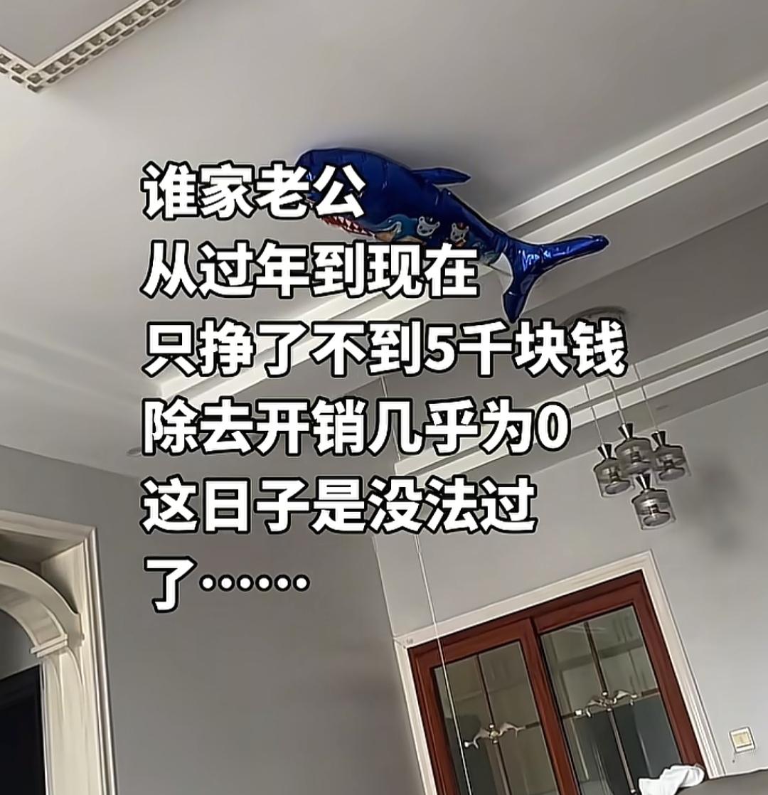 谁家老公从过年到现在，只挣了5000不到。看到这句话我有点泪目，内心是心酸的，