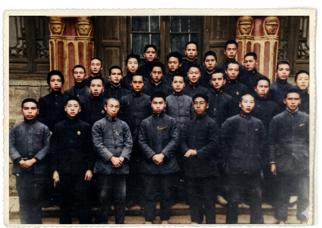 1918年3月，湖南省立第一师范学校第八班毕业合影。时年25岁的青年毛泽东，立