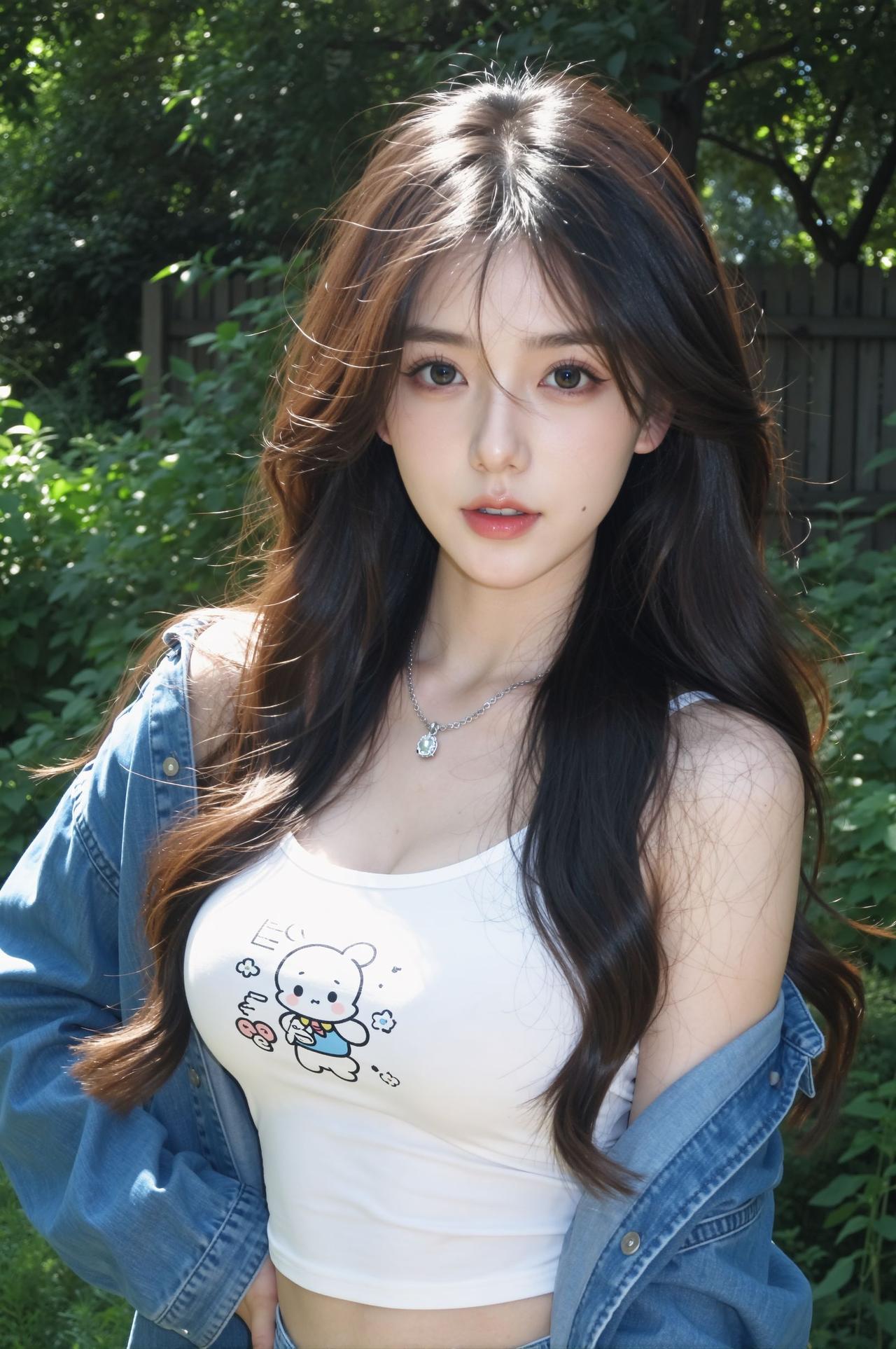 绿树阴中见美人，笑语盈盈暗香来。