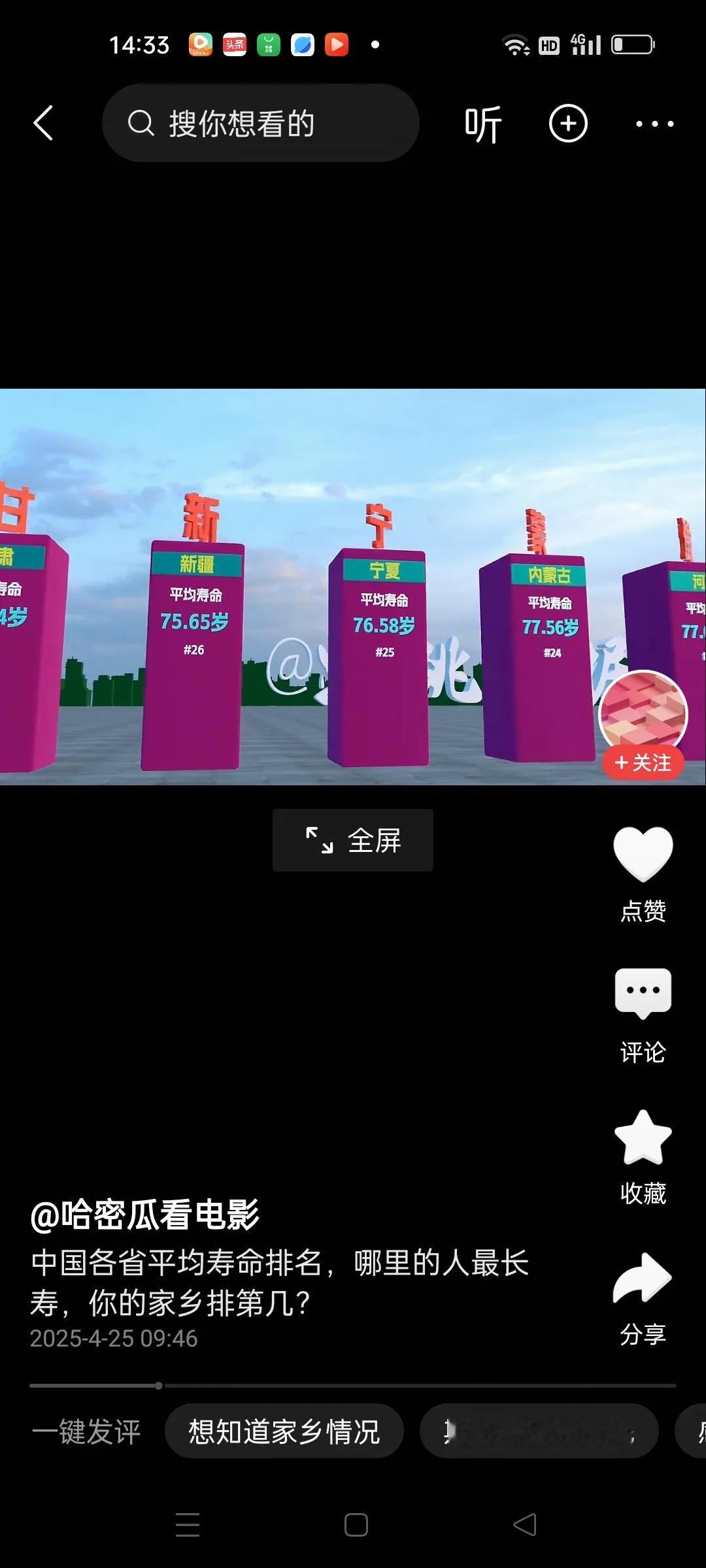刚看的一则报道，中国男性的平均寿命是69岁，女性是79岁。对于这个结论，我是很信