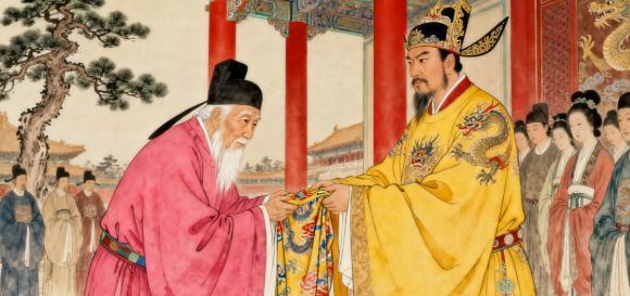 1377年，68岁的宋濂告老还乡。朱元璋感谢他侍候了自己20年，便拿来一块好布料