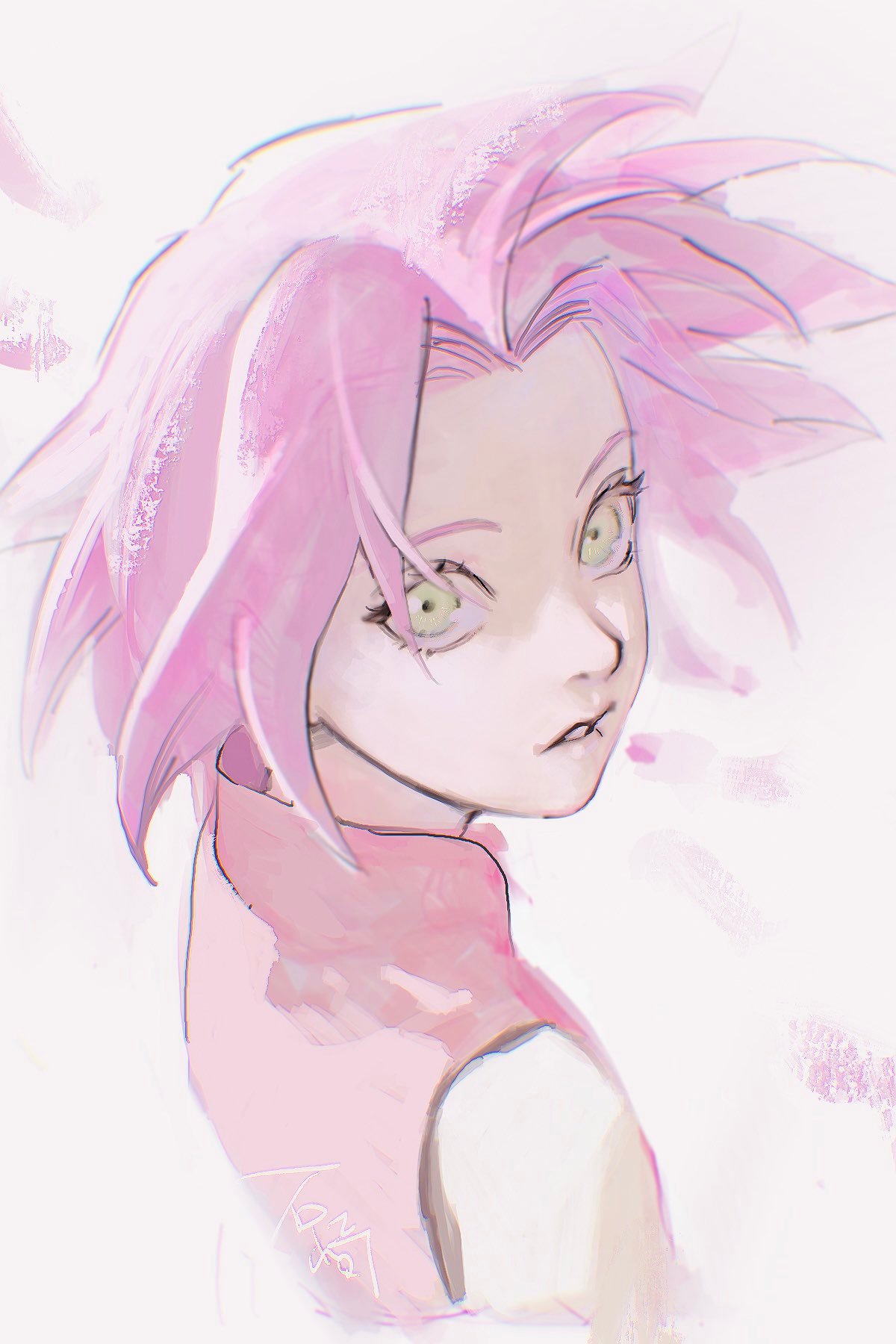 火影忍者官方画师石崎最新绘制的小樱！好美啊再给大家分享石崎去年绘制的井野也