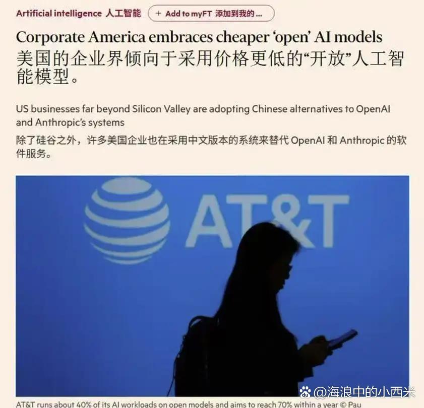 中美AI产业链竞争：美企更倾向采用价格更低的中国“开放”人工智能模型据《金融时报》报道，中美在AI产