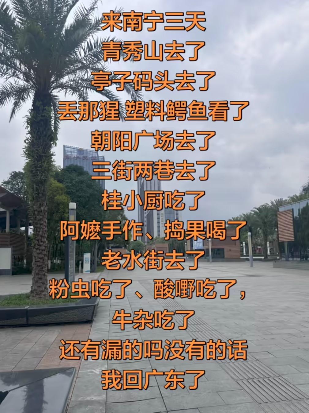 五一来南宁玩了三天，第一天去青秀山挤了一整天，晚上到了朝阳广场，三街两巷步行街，