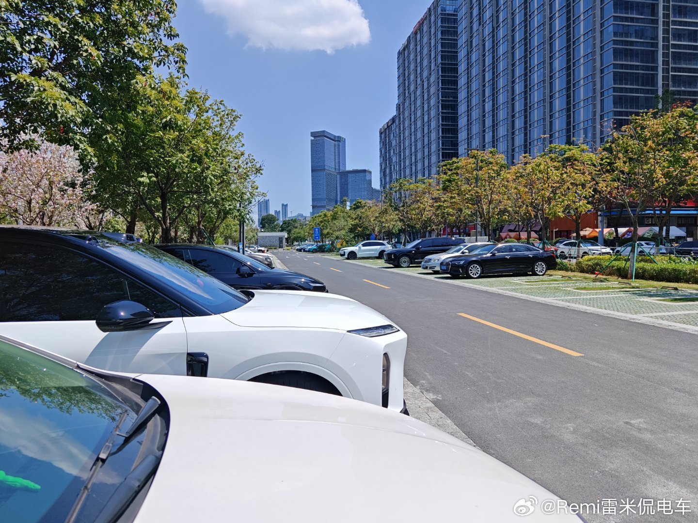 ES8能见度有多高？我跑到人烟稀少的南沙来玩，停在一个公园停车场都能看到两台全新