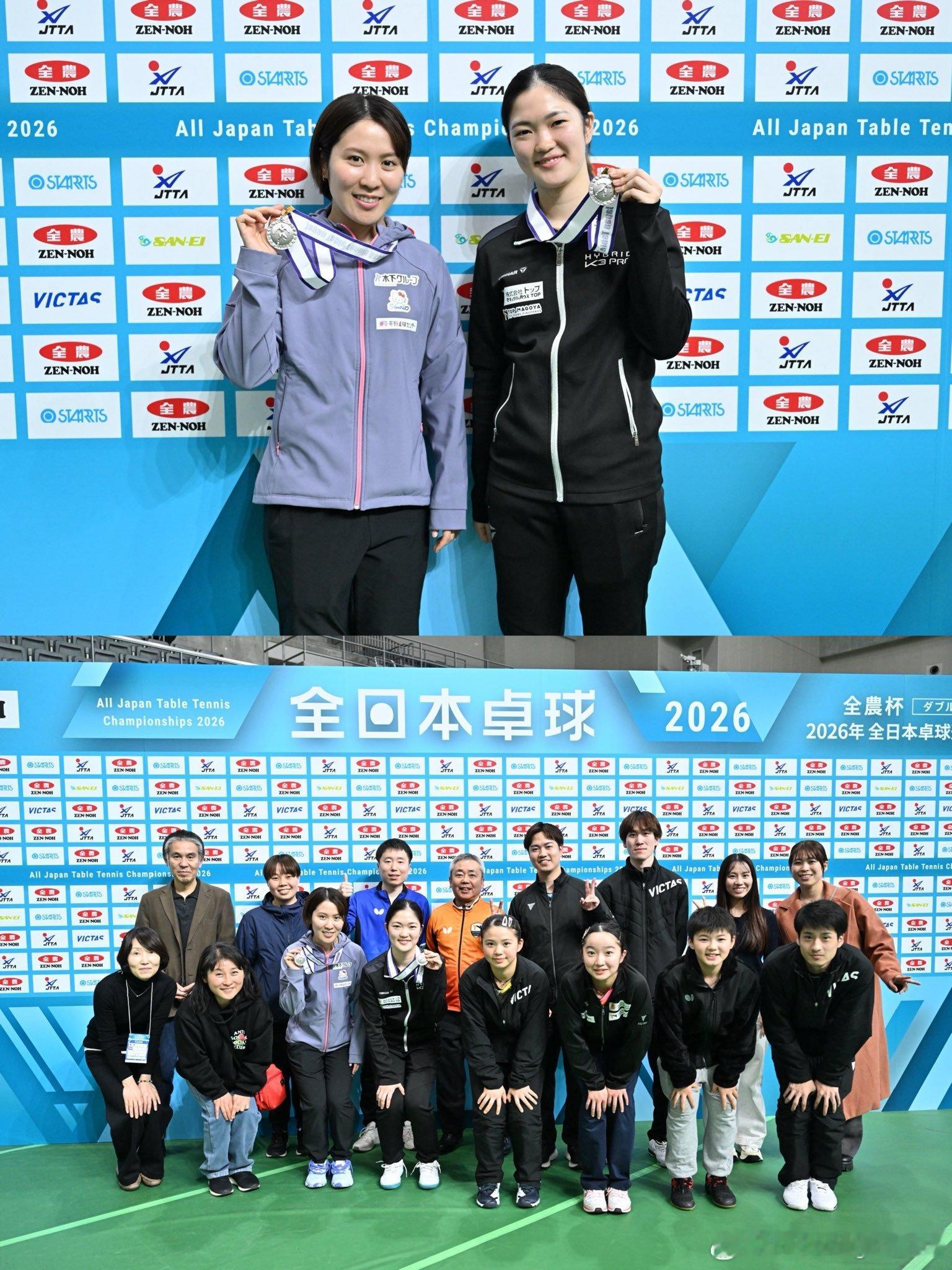 平野美宇：2026全日本锦标赛，非常感谢🙏在双打部，久违地获得了全日本奖牌，非