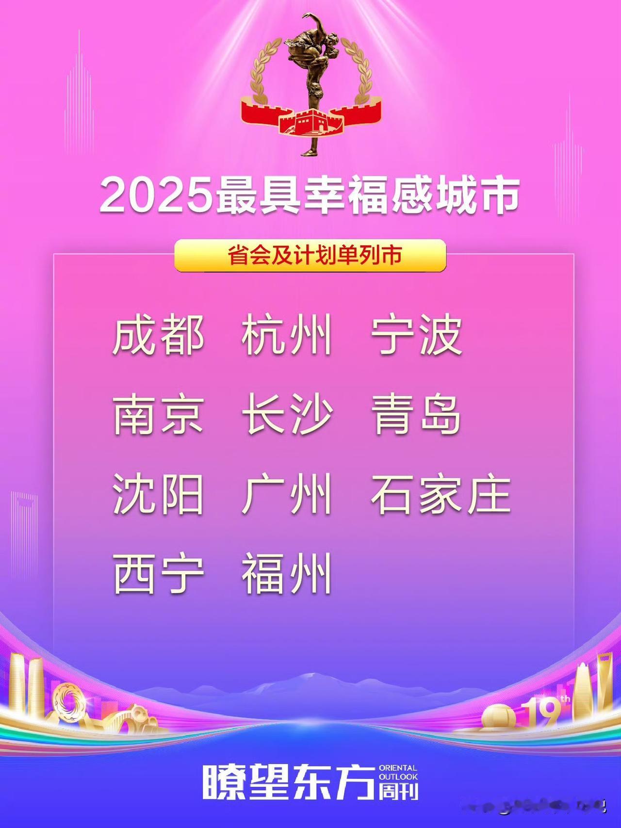 今年最具幸福感城市榜单揭晓，四川和浙江成为了最大赢家，其中几乎所有分类榜单都有四