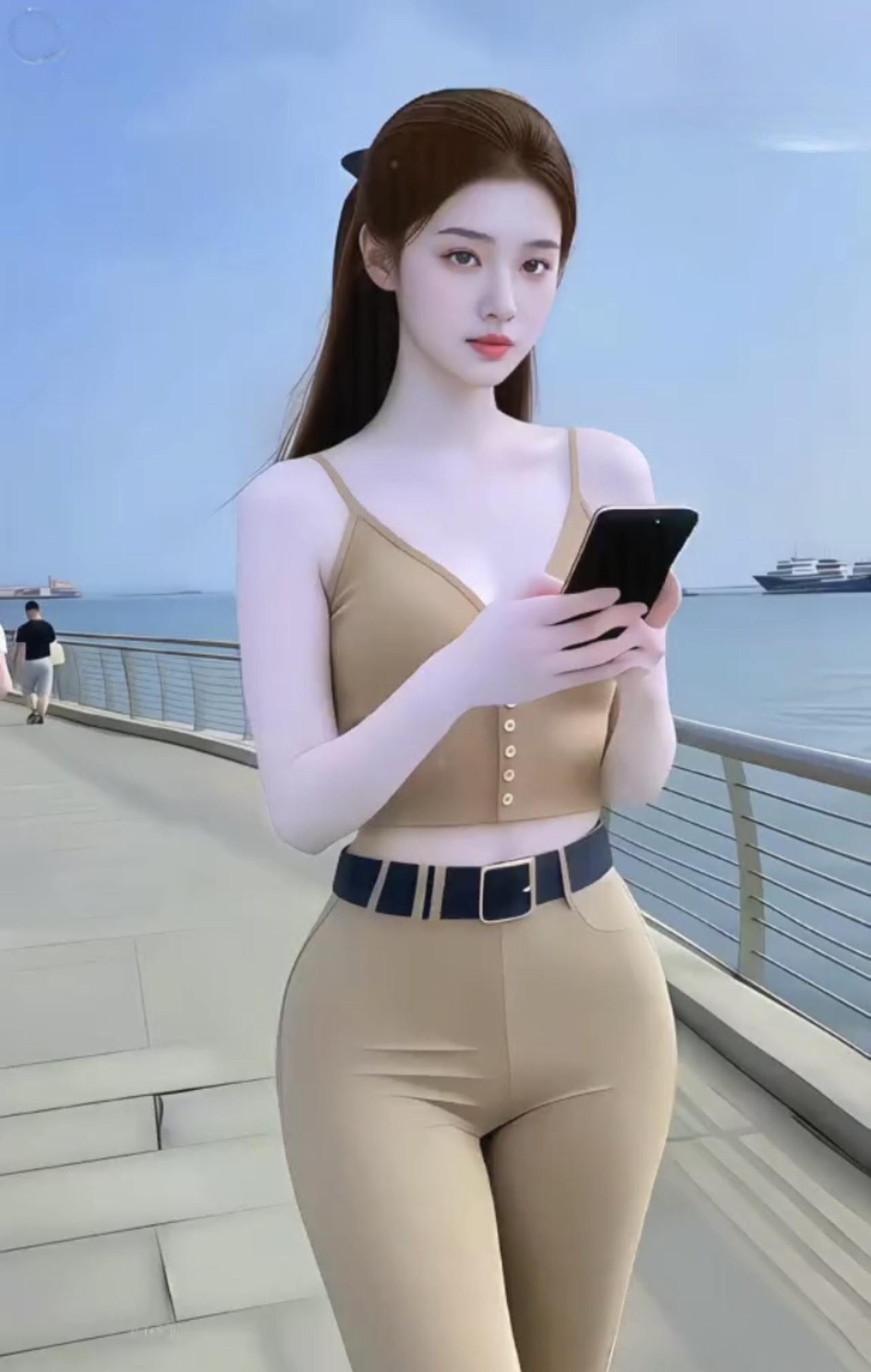 七律·海天间的注脚云淡风轻拂鬓柔，波光漫染晚妆楼。驼衣裁得三分韵，素手牵来一