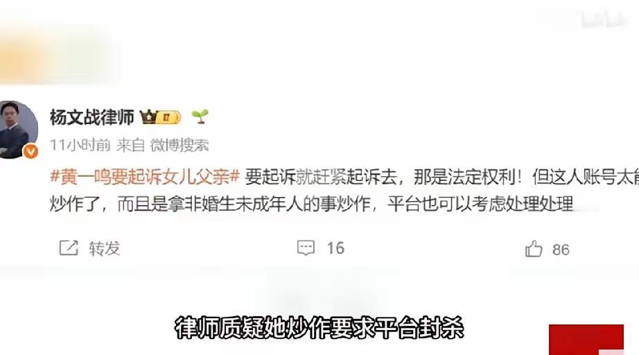 已有律师发声警示闪闪妈妈，切勿持续消费未成年私生女博取流量炒作，同时呼吁平台对其