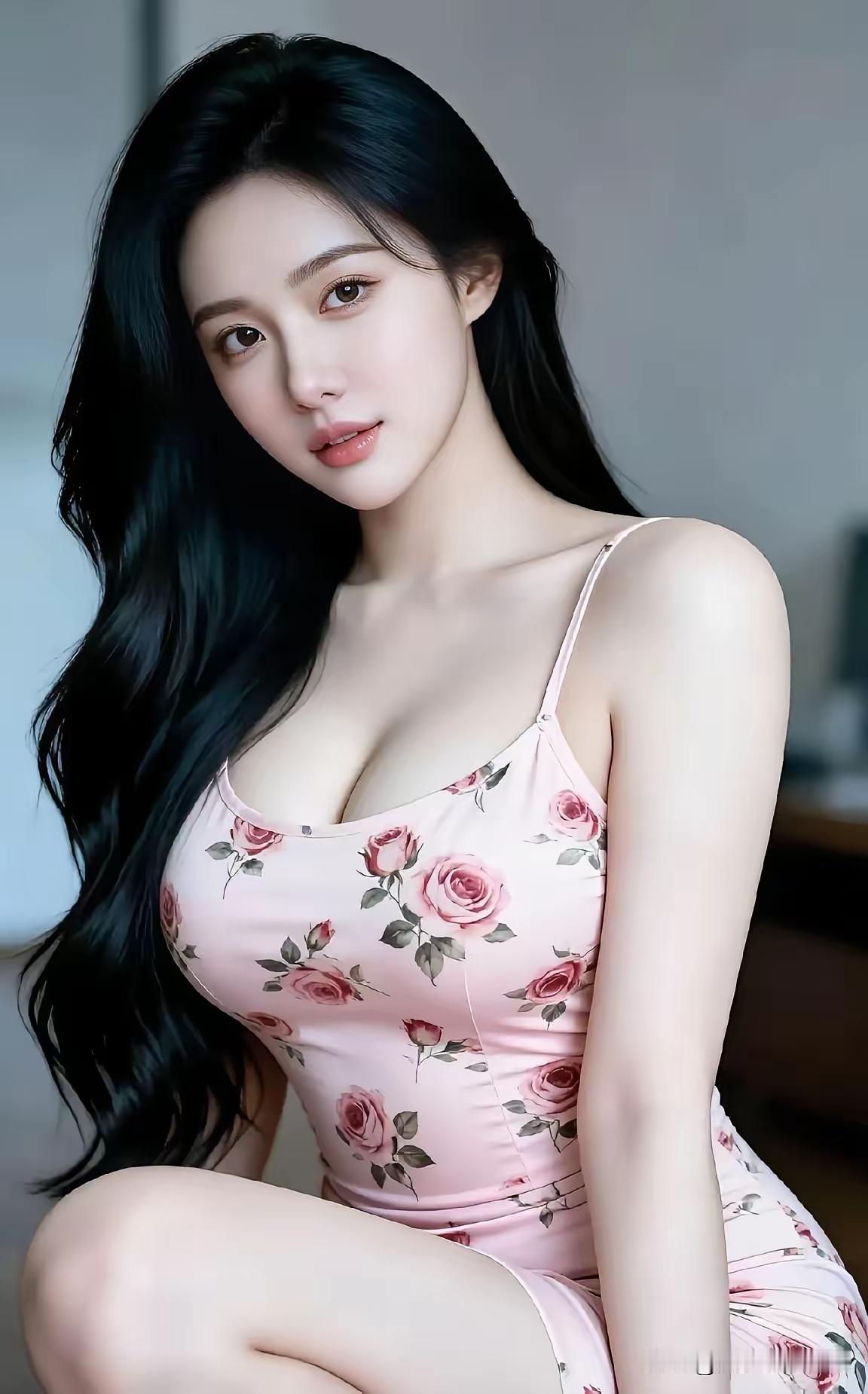 这话说得太对了，花裙子确实超显身材。就像孙怡，她那组碎花吊带短裙生图，简直绝了。