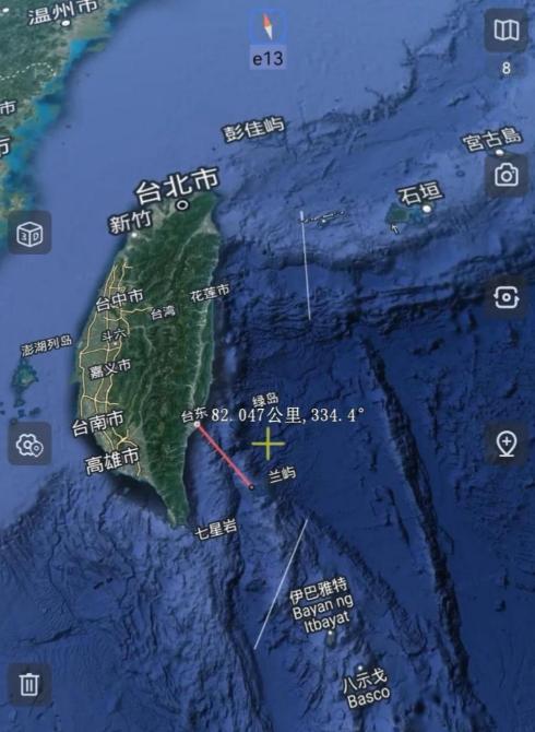 我国台湾岛东边的太平洋上有一个大岛——兰屿，面积大约45平方公里，是钓鱼岛的十几