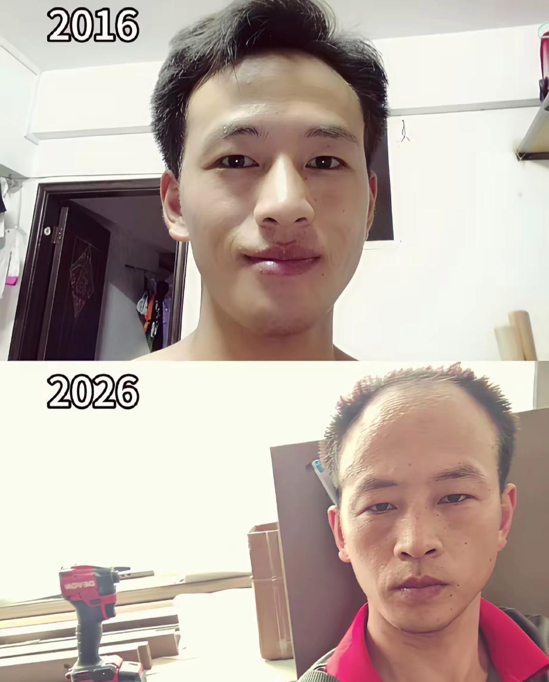 同一个人10年后的变化，岁月是把杀猪刀