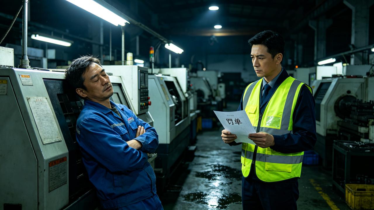 车间夜班，大家轮流眯一会儿是公开的秘密。新来的安全员小孙较真，半夜查岗，逮到老刘