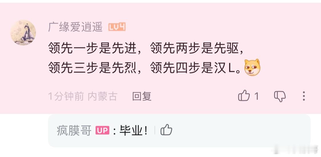 今天有个粉丝在视频底下评论了一句话，我觉得特别精辟，分享给你们
