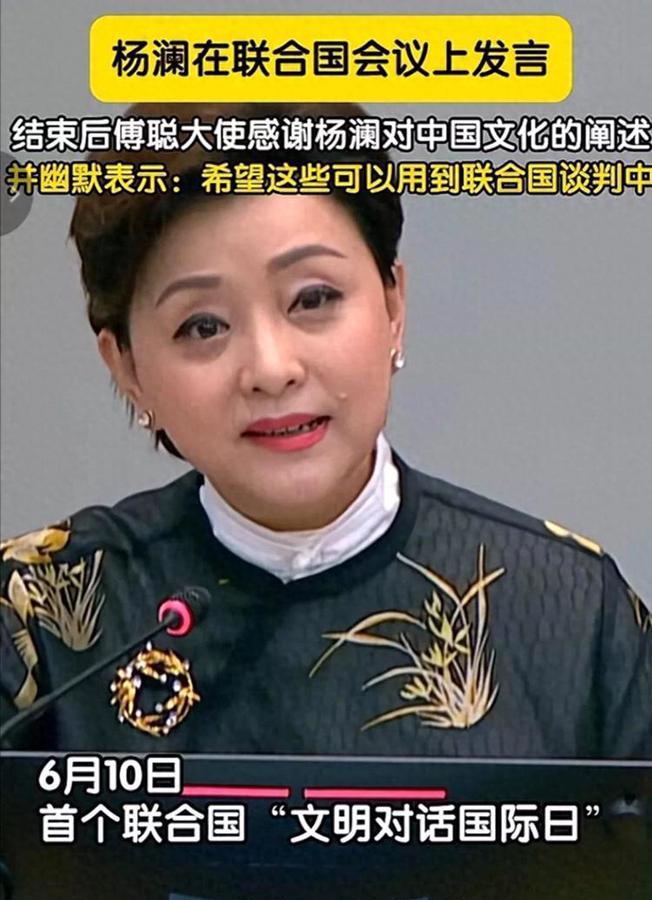 57岁杨澜现身联合国，穿中国传统服饰，给大会增添了一抹亮眼的东方韵味！杨澜在联合