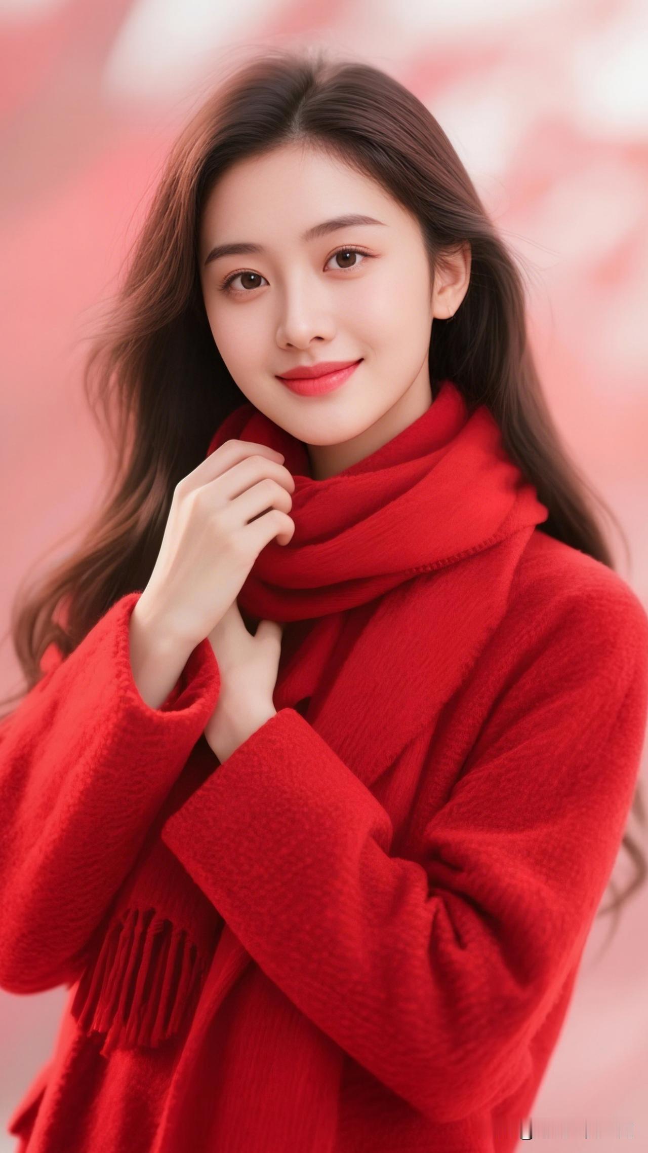 红袖添香夜，月色照人娇。有没有一种笑容让你怦然心动冬日暖阳下的红衣少女，温暖而