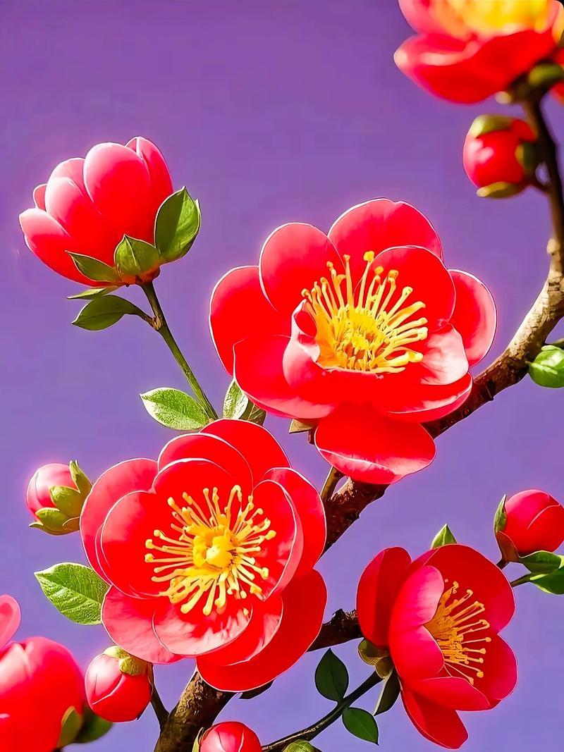 红梅争艳，腊梅飘香红梅，腊梅不管是寒凛冽，白雪皑皑，百花凋谢之时，唯有梅花生