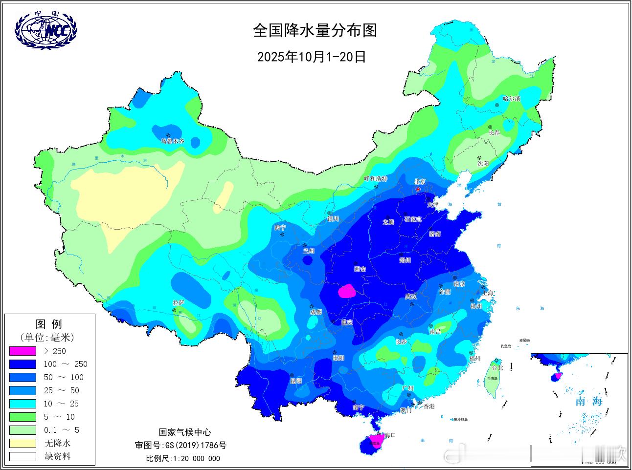 【降水回顾和展望】今年10月上中旬（1-20日），因为副热带显著偏强偏北，更多暖