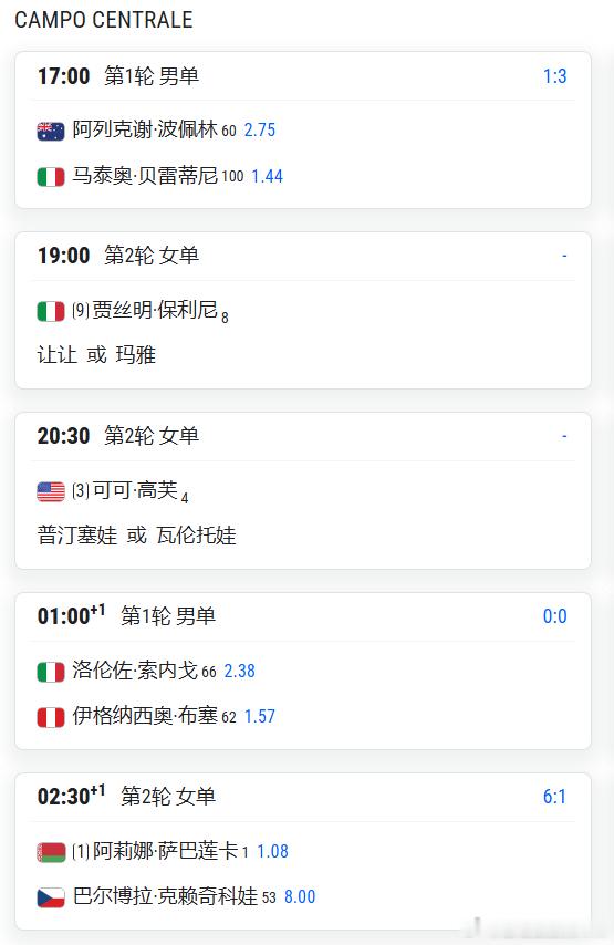 罗马1000赛公布5月7日赛程焦点比赛郑钦文VS布克萨