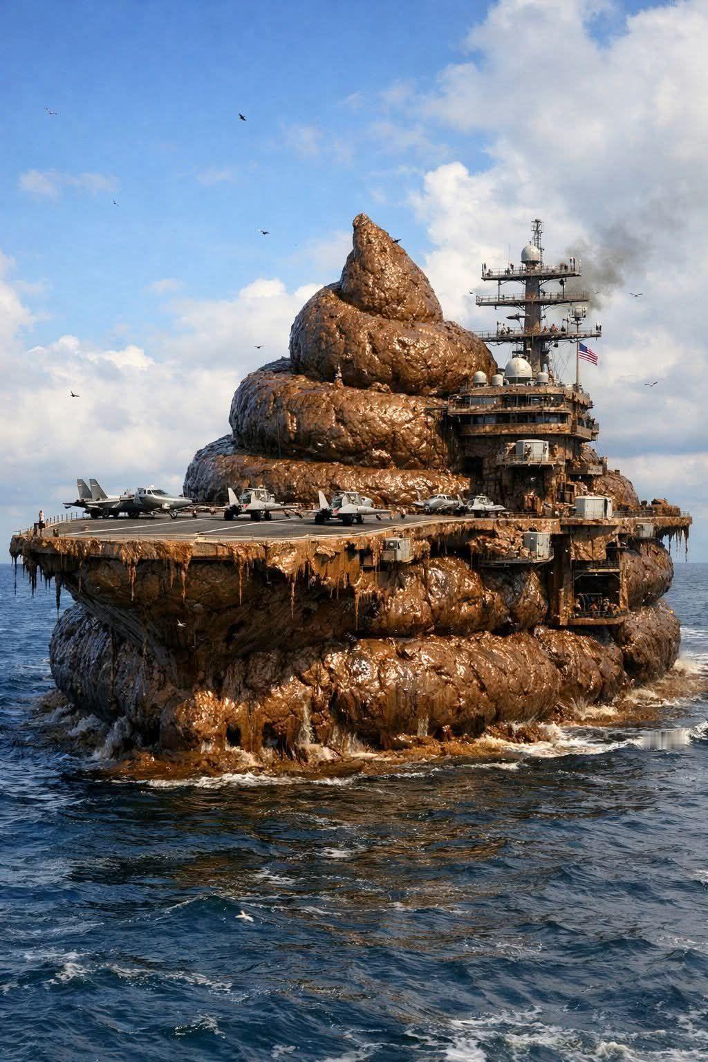 笑不活了，AI绘制的如今美军“福特”号航母的状态……