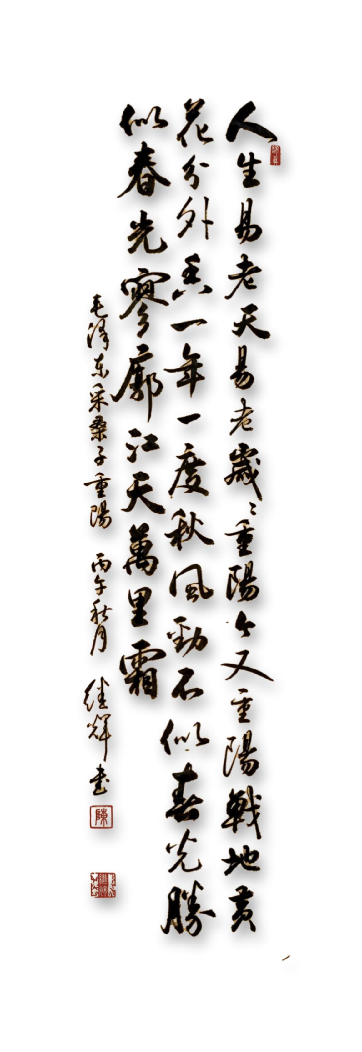 分享您的书法作品今日分享行书创作练习伟人诗词《采桑子重阳》。人生易老天难老，岁岁