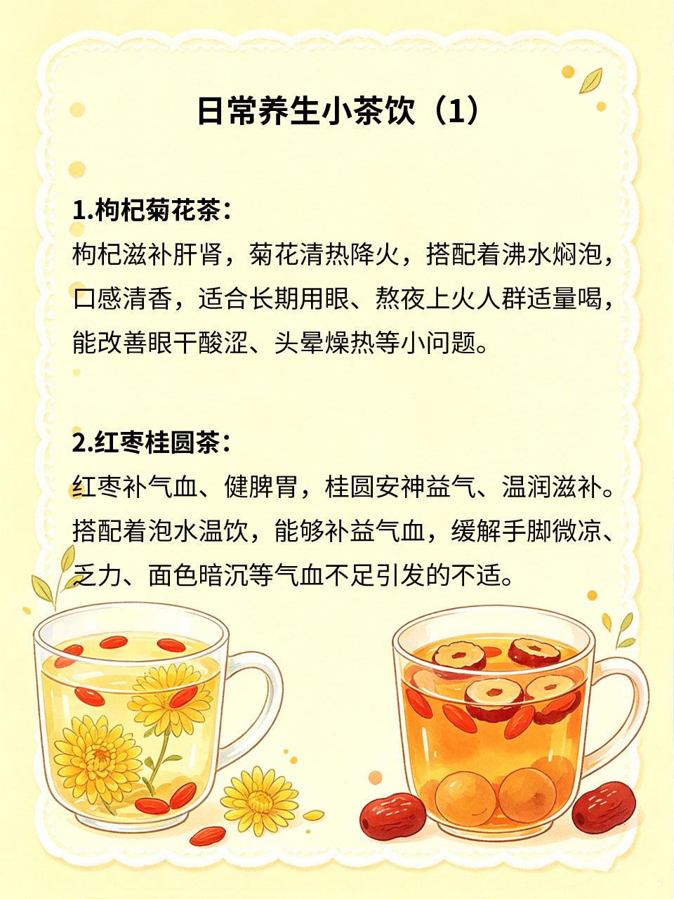 日常养生小茶饮，轻松调理身体小毛病日常身体乏力、口干上火、积食腹胀、睡眠变差等