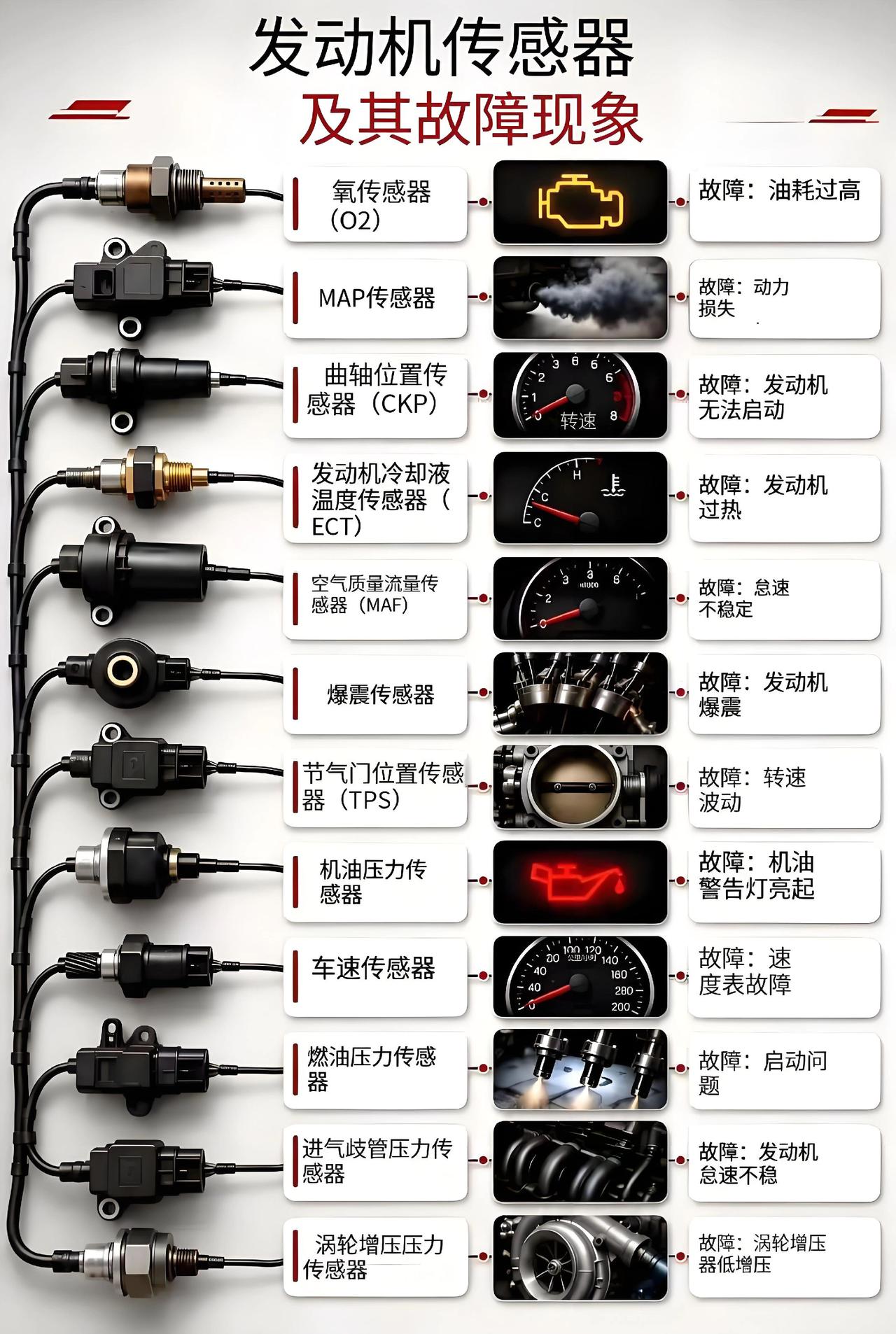 🚗你敢信吗？一个小小的发动机传感器出问题，就能让你半路抛锚！很多车主遇到发动
