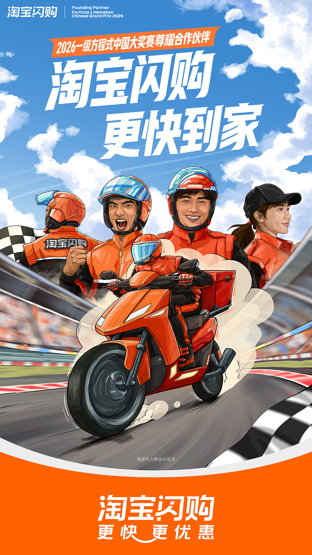 听劝淘宝闪购真的合作F1了淘宝闪购这波操作秀爆了，起初只是网友一句“这工服好像迈