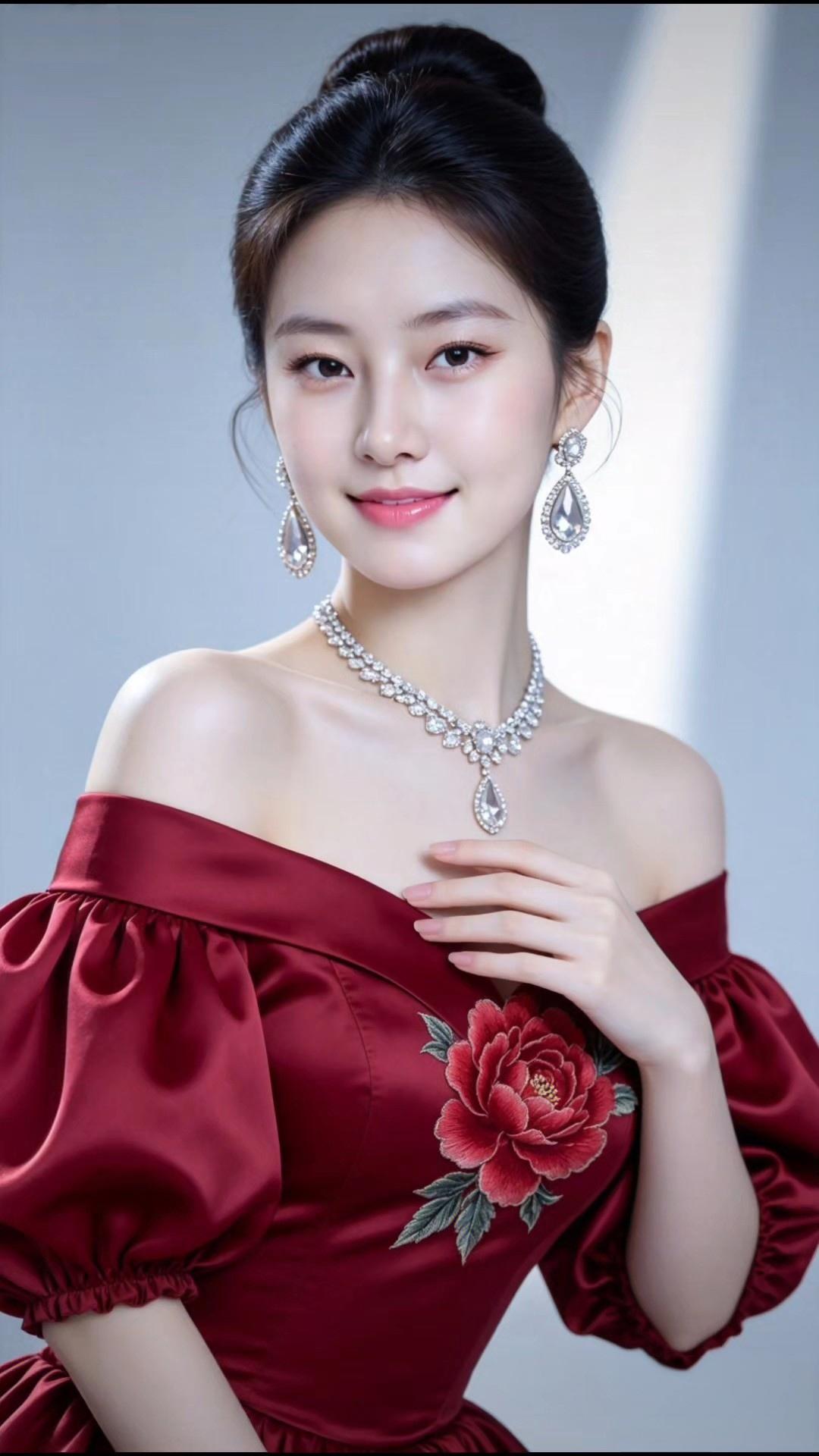 优雅红裙，闪耀珠宝，气质女神！💃✨