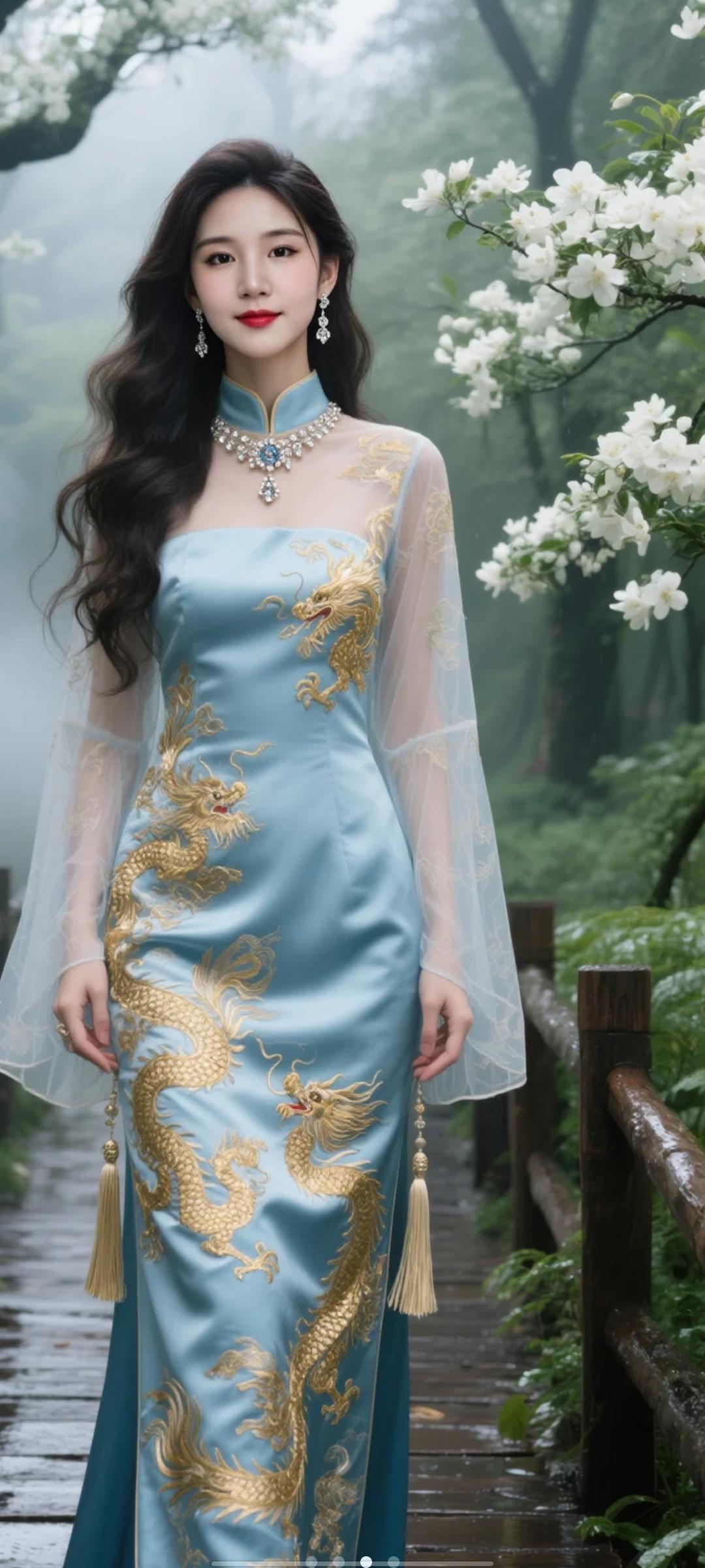 长款旗袍美女好优雅迷人啊！优雅自信穿搭分享大方优雅穿搭高级显气质穿搭