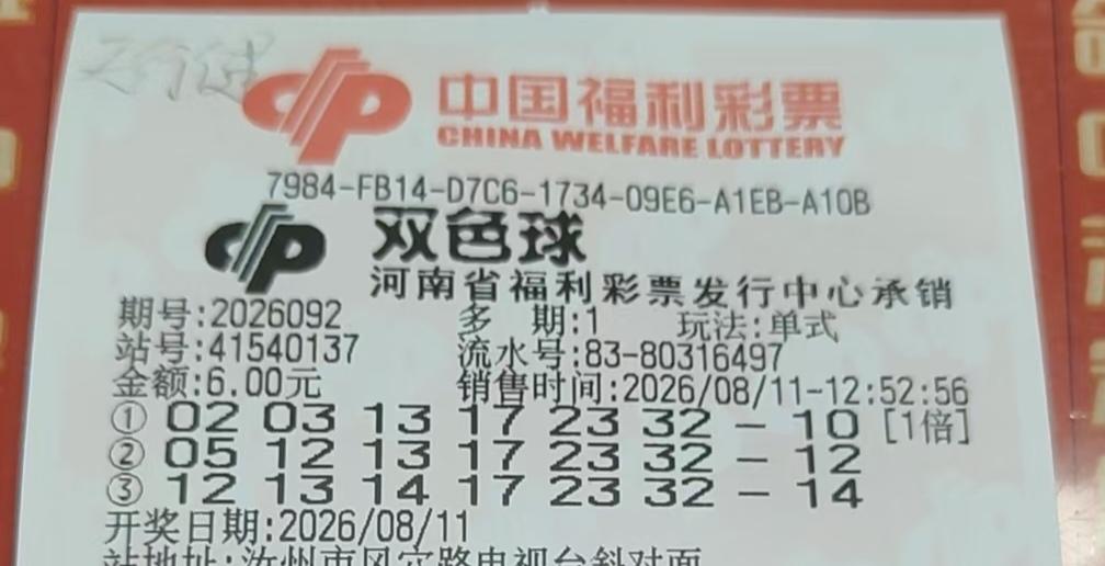 购彩二十多年感悟，平常心看待幸运今天在风穴路彩票站买了3注双色球，盼着一份