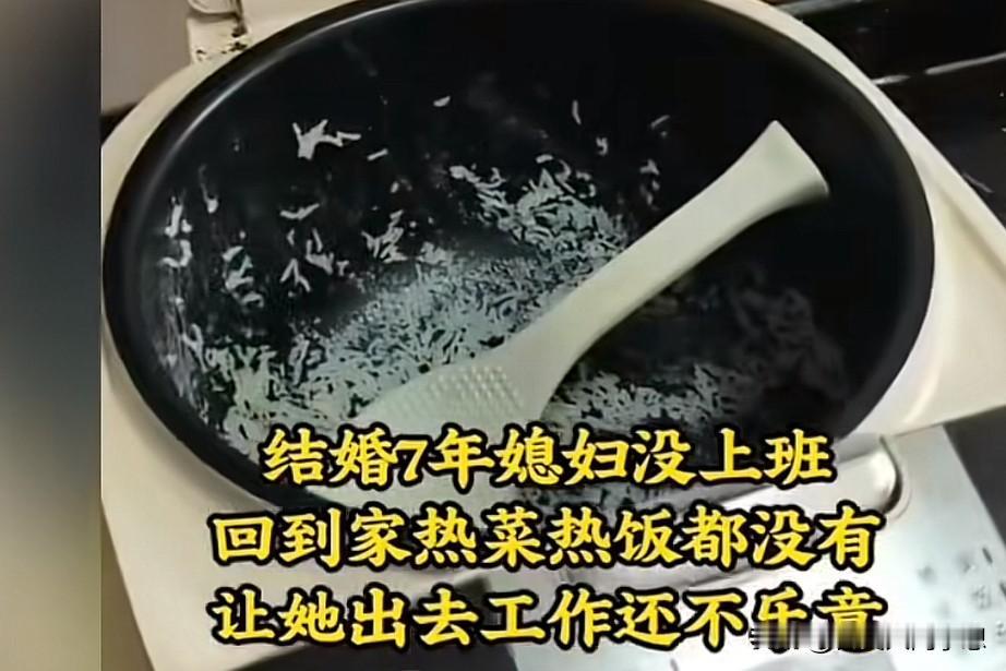男子吐槽媳妇，结婚7年不上班，回到家一口热菜热饭都没有，昨天吃的锅还干在那里，连