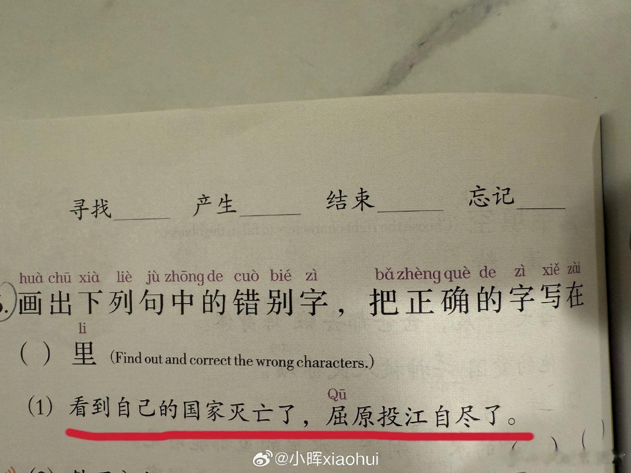 这句话哪个字错了？​​​