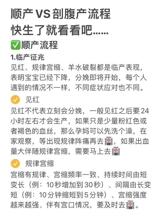 快生了就看看吧，超全顺产vs剖腹产流程