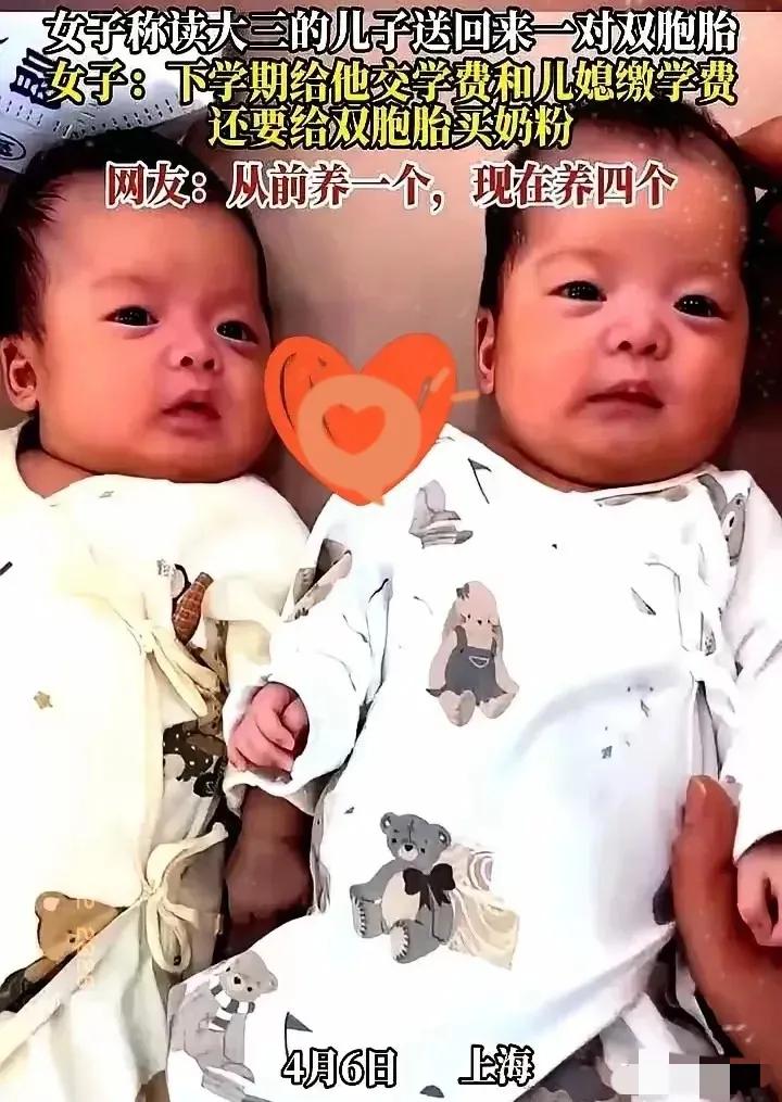 上海大三男生，直接把一对双胞胎抱回家！连人带娃打包，给爸妈来了个“天降孙辈”！爸