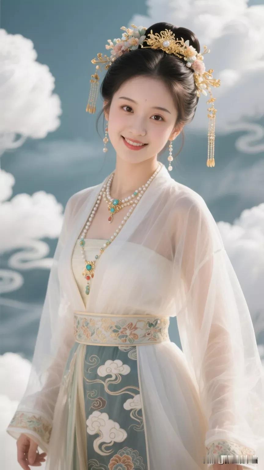 穿越时空的古典美人，韵味十足的古风穿搭。张立启原创书画AI作品古仕女发髻集锦首发